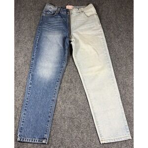 Revice Denim Split Leg Jeans Womens 29 Blue Two Tone Full Zip High Rise Straight